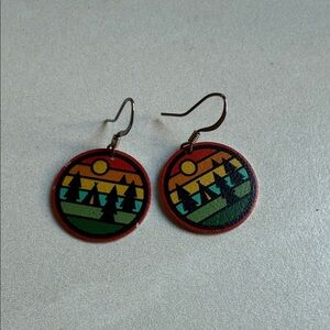 Colorful Forest Sunset National Park Adventure Themed Earrings